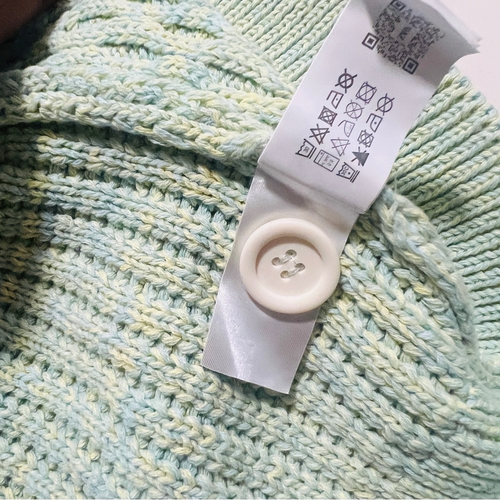 NWT ZARA Woven Cable Knit Sweater Cardigan in Blue/Green - Size L - Picture 9 of 12